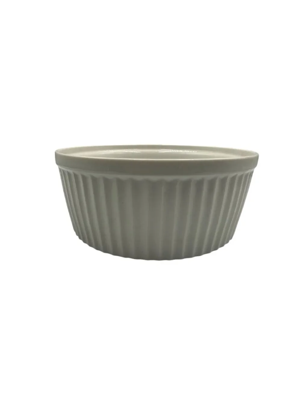White Ceramic Round Baking Dish Ribbed Textured Sides Oven-Safe Cookware 7.5